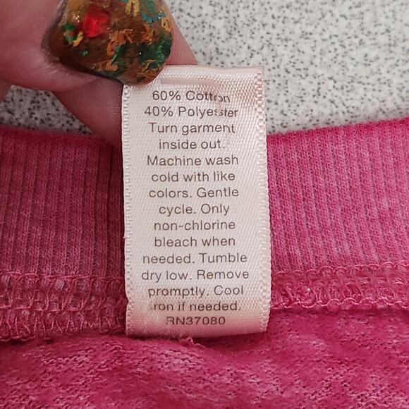 Cato Active Pink Heathered Raglan 3/4 Sleeves Sweatshirt XS Kangaroo Pocket Soft - Picture 5 of 5